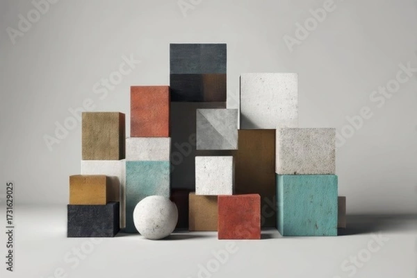 Obraz wooden blocks on a white background