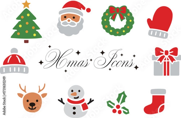 Fototapeta かわいいクリスマスのアイコンセット（主線なし）
Cute Christmas icon set (no main lines)