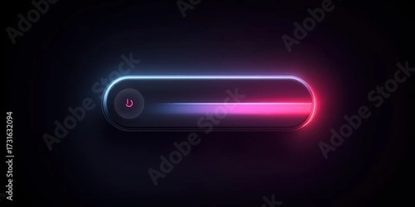 Obraz Abstract Glowing Bar: A sleek, minimalistic graphic features a luminescent bar with vibrant, gradient neon hues, exuding a futuristic aesthetic.
