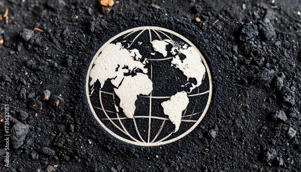 Obraz Earth globe, black soil