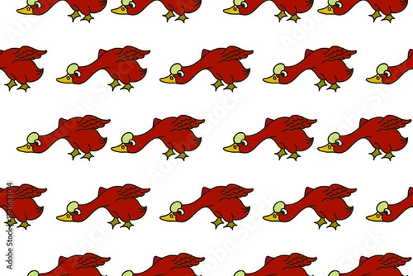 Obraz Seamless red-black duck painting pattern