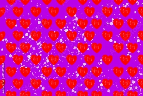 Obraz Red heart pattern seamless purple background