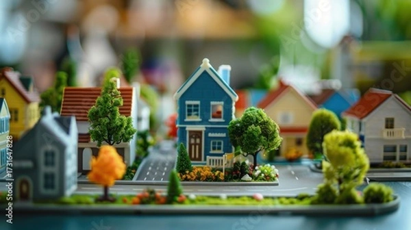 Obraz autum scene of some plastic little houses