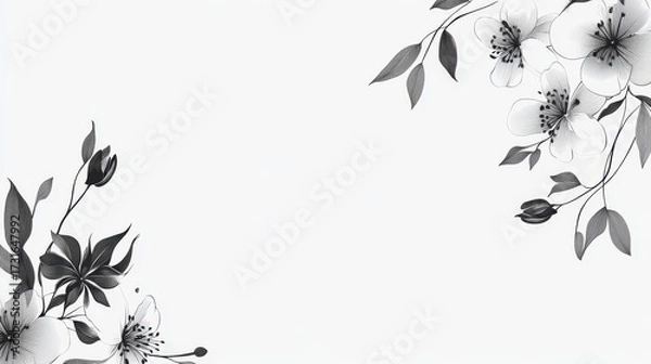 Fototapeta Elegant Floral Design with Black and White Flowers on White Background
