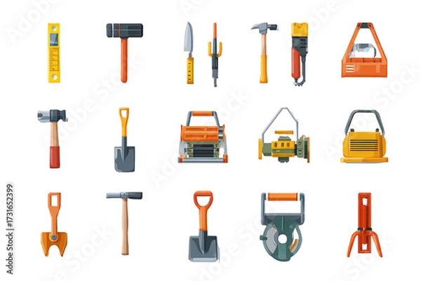 Fototapeta Pixel Art Construction Tools Set