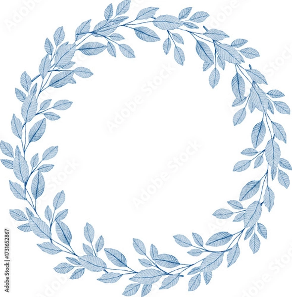 Obraz Blue Leaves Watercolor Illustration