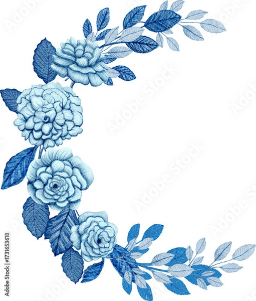 Obraz Winter Flower descent moon watercolor