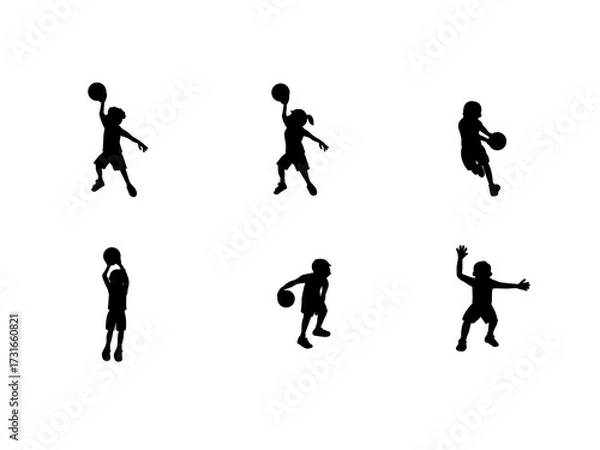 Obraz バスケットボール　シルエットイラスト