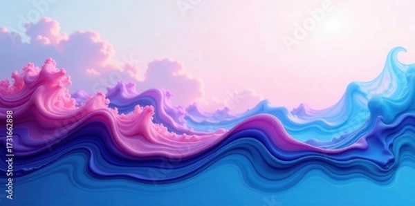 Fototapeta Dreamlike Pastel Waves Across a Serene Sky An Abstract Representation of Fluid Forms and Gentle Colors