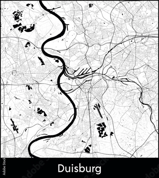 Obraz Duisburg city map, Germany - Topographic vector map poster
