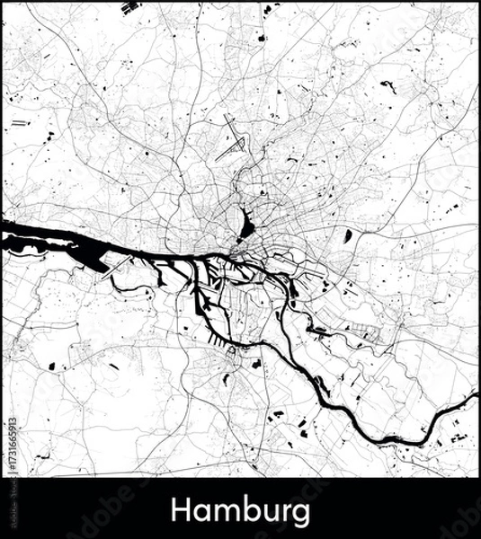 Obraz Hamburg city map, Germany - Topographic vector map poster