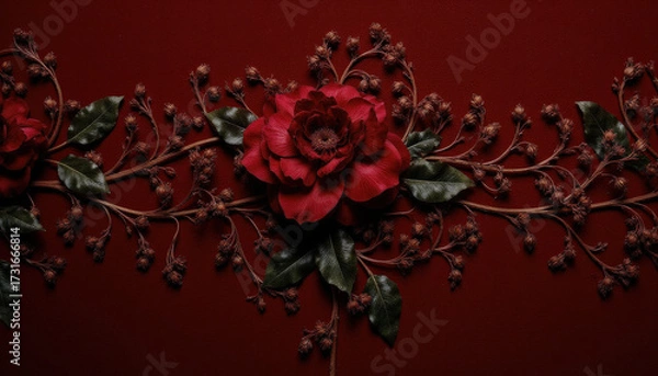 Obraz red rose on black