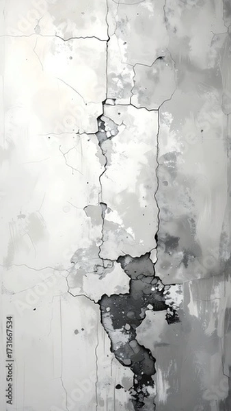 Obraz Gray, cracked wall with dark markings