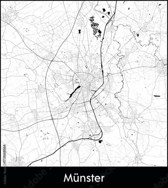 Obraz Munster city map, Germany - Topographic vector map poster