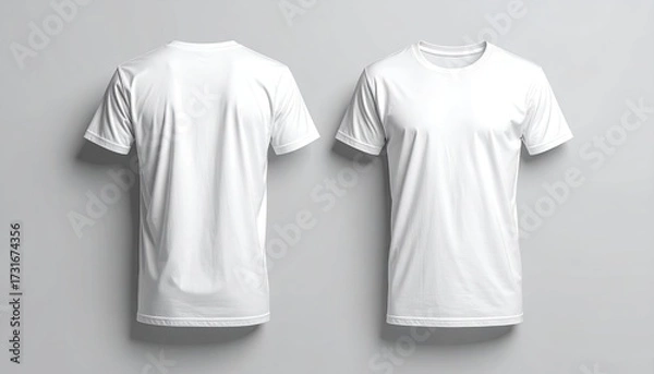 Fototapeta Blank white t-shirt mockup, front and back views