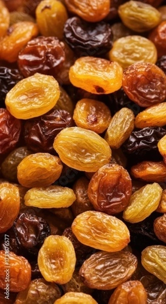 Obraz Vibrant Mixed Golden and Dark Raisins: A Delicious Healthy Snack and Versatile Baking Ingredient