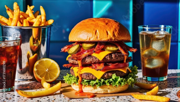 Obraz hamburger and cola