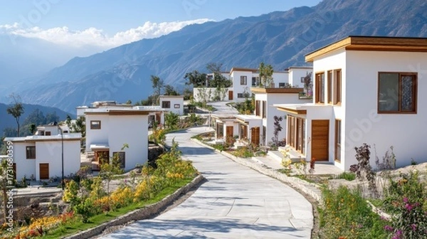 Obraz A new earthquake-proof town built entirely with recycled materials from past disasters