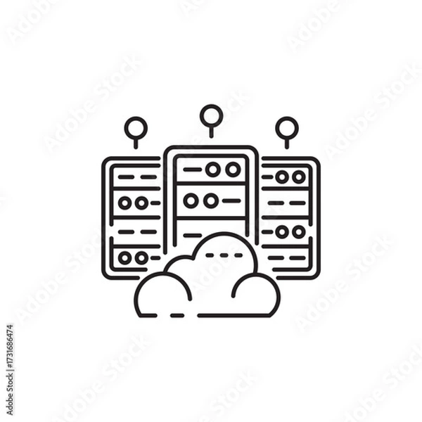 Fototapeta Data Center or Server icon Symbol Outline Transparent background Editable Stroke