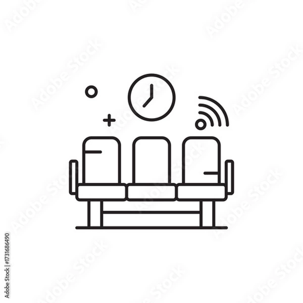 Fototapeta Waiting area or Waiting room icon, hospital or clinic Symbol Outline icon Transparent background Editable Stroke