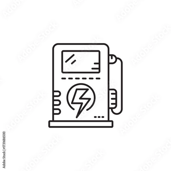 Fototapeta Charging Station for electric car Symbol Outline icon Transparent background Editable Stroke