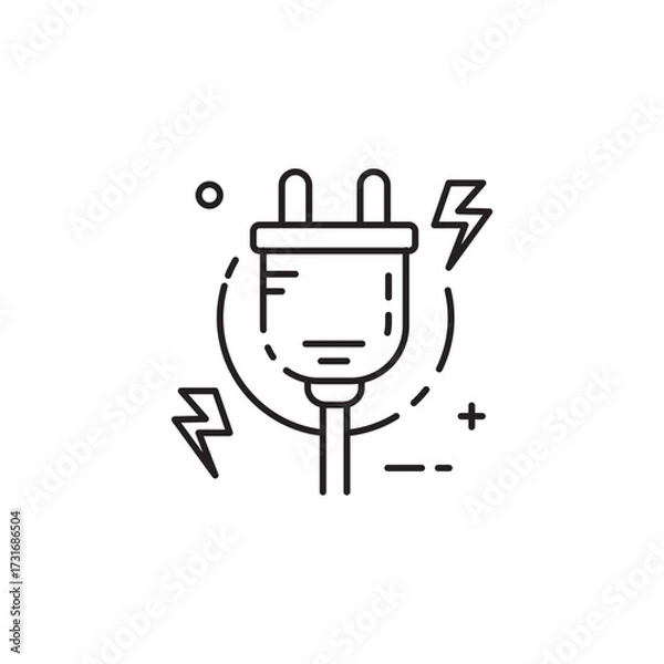 Fototapeta Smart plug icon, Electricity Symbol Outline icon Transparent background Editable Stroke