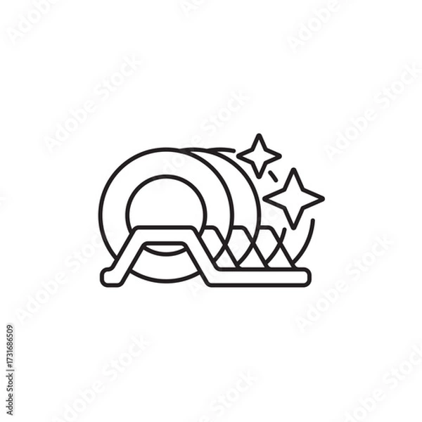 Fototapeta Plates icon, Washing, Dishwashing Symbol Outline icon Transparent background Editable Stroke