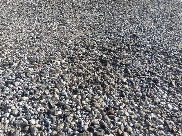 Obraz 夏の朝日のあたる田舎の月極駐車場の地面