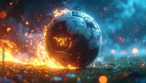 Obraz Soccer ball ablaze