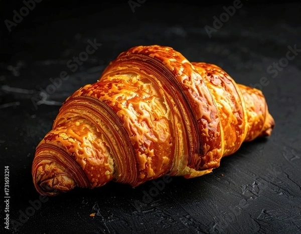 Obraz Golden croissant on dark slate