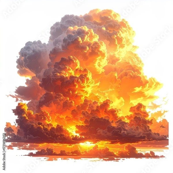 Obraz Fiery sunset cumulus cloud formation
