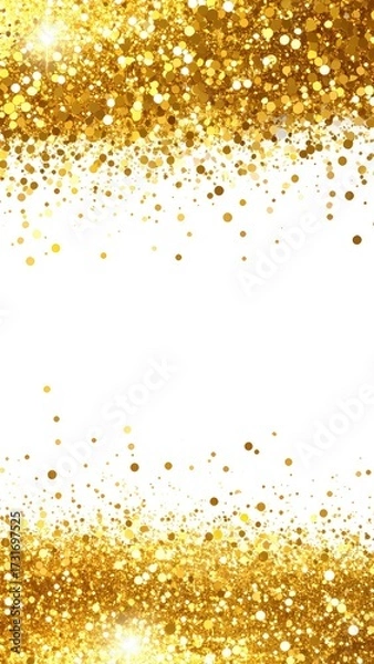 Obraz Gold glitter confetti border on white background (2)