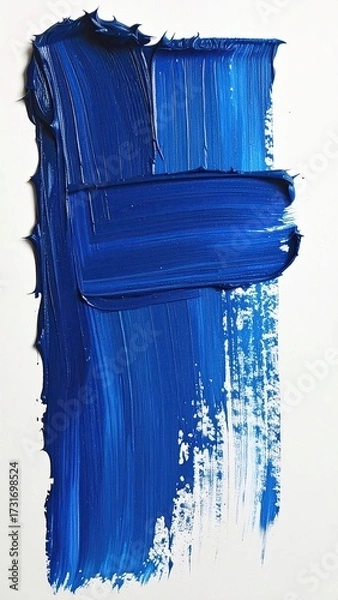 Obraz Vertical, vibrant blue paint strokes on white