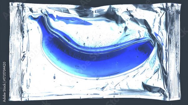 Obraz Banana under X-ray or scanning effect, glowing blue inside vacuum sealed packaging, conceptual modern art with futuristic look.