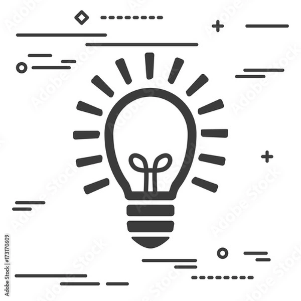Fototapeta Flat Line design graphic image concept of idea light bulb icon o