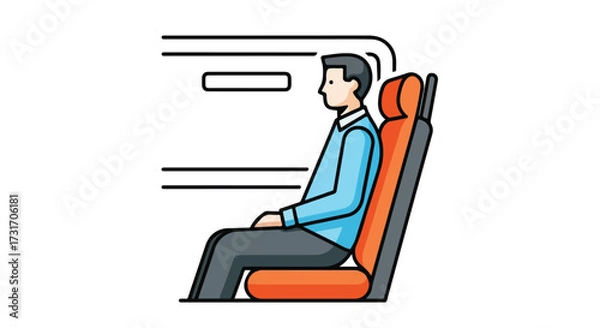 Fototapeta Illustration depicting a passenger seated comfortably on a train carriage during travel, highlighting the ease and convenience of modern commuting