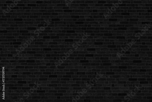 Fototapeta Old shabby black brick wall distressed texture. Rough brickwork dark gloomy backdrop wallpaper. Abstract grunge textured background