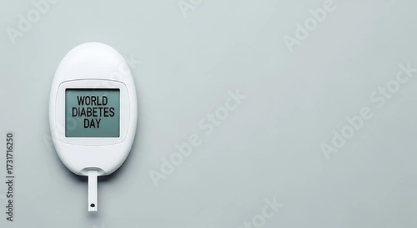 Fototapeta World Diabetes Day: Glucometer Displaying Awareness Message on Gray Background.