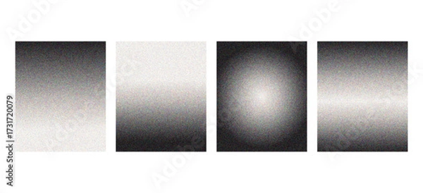 Fototapeta Monochrome gradient artworks with smooth transitions between black, white, and grey tones, enhanced by grainy textures, creating minimalist, modern, stylish, and abstract aesthetic backgrounds.
