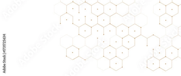 Fototapeta Vector digital geometric hexagonal science connection concept