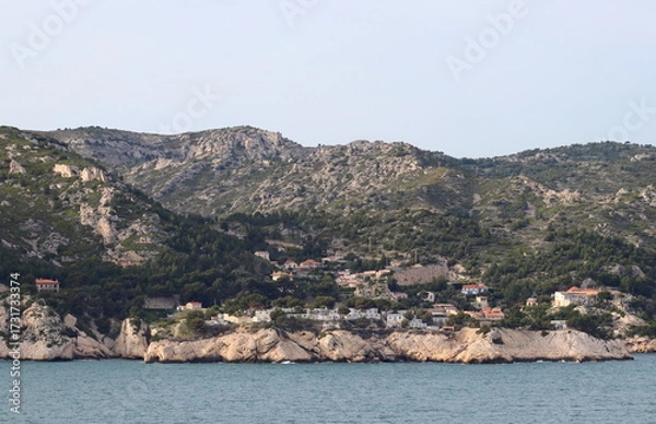 Obraz vue de Marseille et des calanques depuis la mer