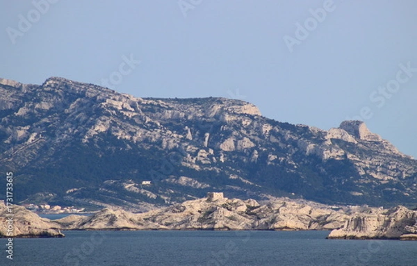 Obraz vue de Marseille et des calanques depuis la mer