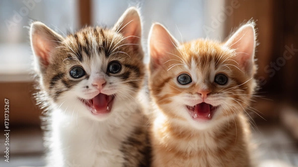 Obraz 仲良し子猫のかわいいツーショット