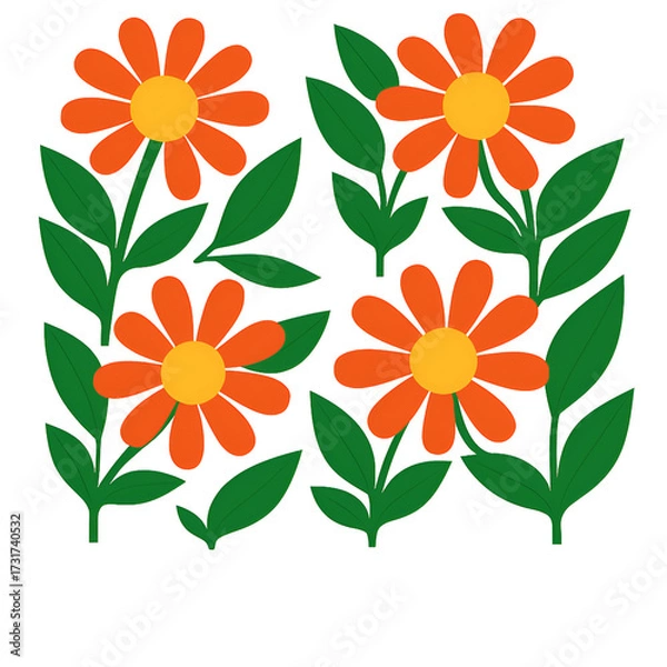 Fototapeta Flowers with leafs