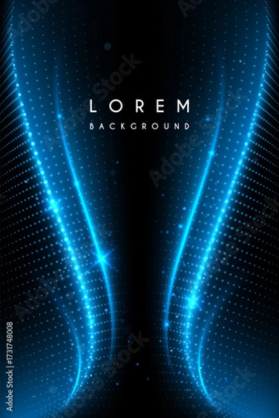 Fototapeta Abstract blue light waved effect with sparks