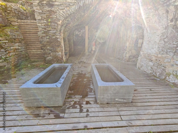 Fototapeta View at Craveggia baths on Onsernone valley in Switzerland