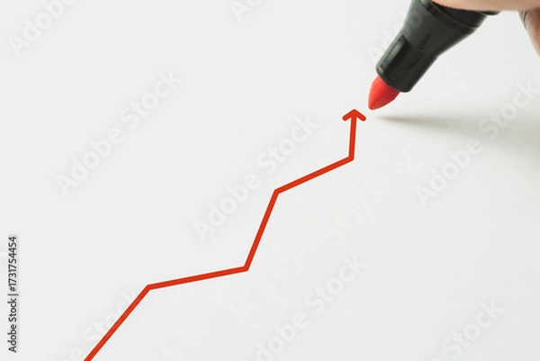Obraz Businessman drawing red arrow up. Businessmen plan the growth. Growth concept.