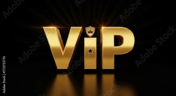 Fototapeta Golden VIP emblem, shining with elegance and exclusivity in luxurious rendering