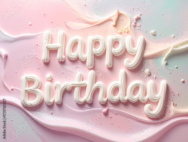 Obraz ホイップクリームでポップなHappy Birthday（生成AI　Generated Image）