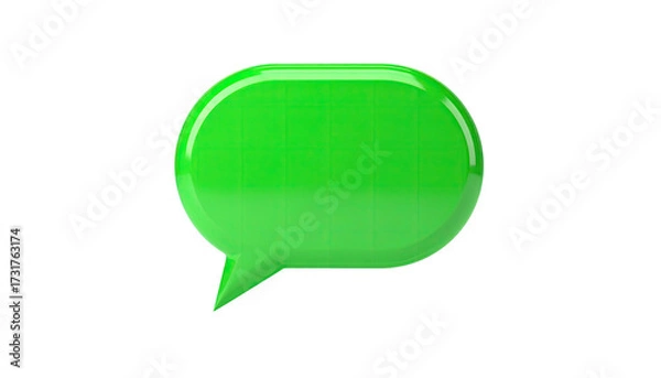 Obraz Shiny, three-dimensional green speech bubble with a smooth, rounded shape on black